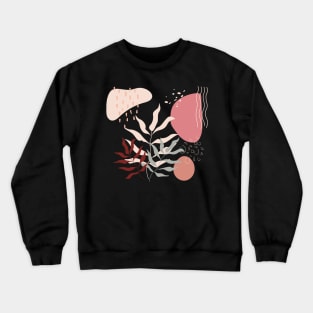 Abstract shapes lines and plant leaves digital design illustration Crewneck Sweatshirt